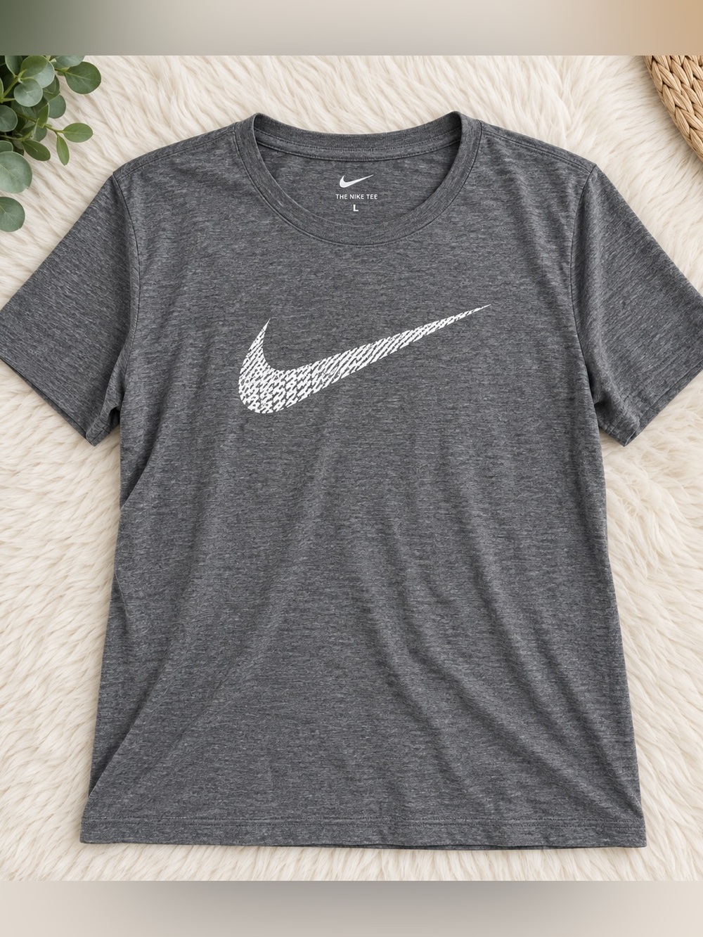 Nike Heather Gray Tee with White Swoosh 1